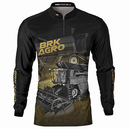 Camisa Agro BRK Preta Colheitadeira Ideal com Uv50+