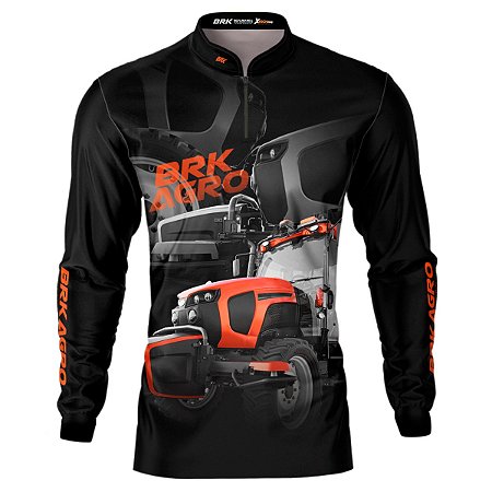 Camisa Agro BRK Trator MR1000A Laranja e Preto com UV50+