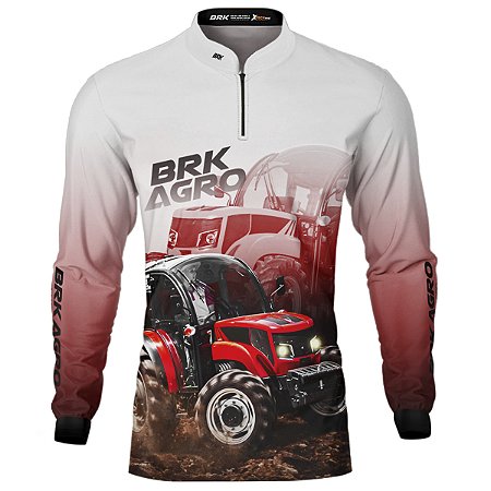 Camisa Agro BRK Trator 6675 F Vermelho Clara com UV50+