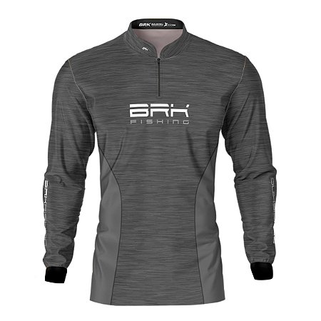 Camisa de Pesca BRK Fishing Cinza Mesclado com UV50+