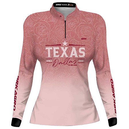 Camisa Agro Feminina BRK Rosa Texas Dallas com UV50+