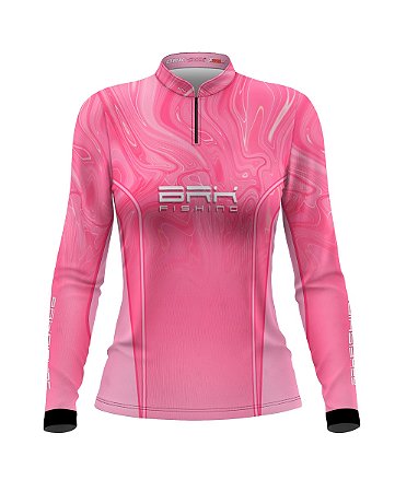 Camisa de Pesca Feminina BRK Fishing Marble Rosa com Proteção UV50+