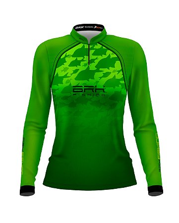 Camisa de Pesca Feminina Verde BRK Cardume com Proteção UV50+