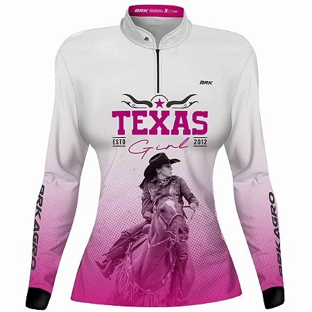 Camisa Agro Feminina BRK Texas Girl Branca com Proteção UV50+