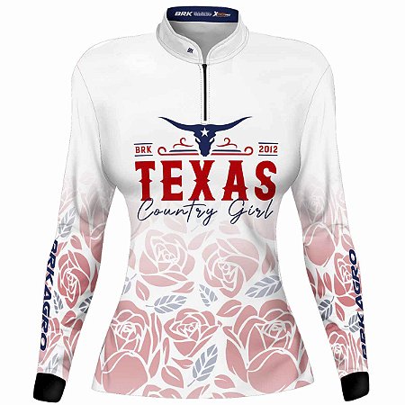 Camisa Agro Feminina BRK Texas Country Girl Branca com Proteção UV50+