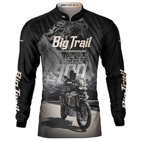 Camisa Motociclista BRK Tiger 900 Rally Pro Preta com UV50+