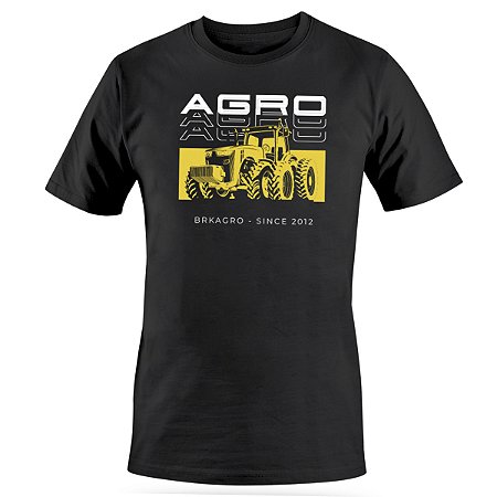 Camiseta Casual Agro BRK Agro trator Preta em Algodão Egípcio