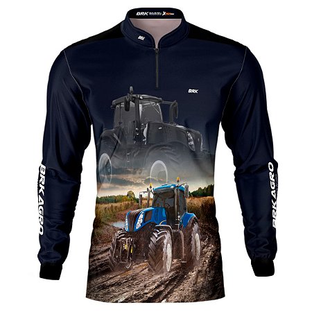 Camisa Agro BRK Azul Marinho Trator T8 com UV50+