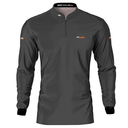 Camisa Motociclismo Cinza Básica BRK Motors com Proteção UV50+