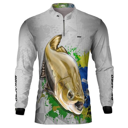 Camisa de Pesca BRK Tambaqui Brasil Branca com UV50 +