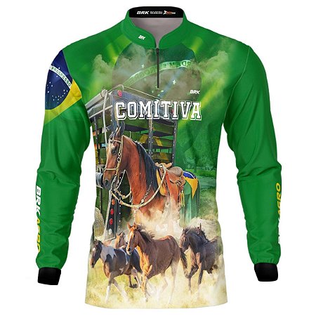 Camisa Agro BRK Verde Cavalgada Patriota com Proteção UV50+