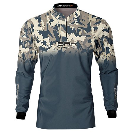 Camisa de Pesca BRK Blue Camo Areia com UV50 +