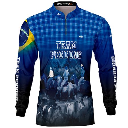 Camisa Agro BRK Team Penning Azul Escuro com Proteção UV50+