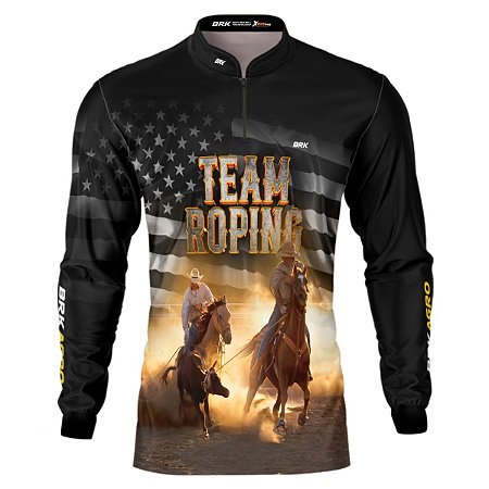 Camisa Agro BRK Team Roping Preta com UV50+