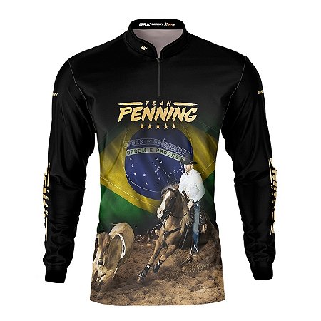 Camisa Agro Brk Team Penning Dourada Com Uv50+