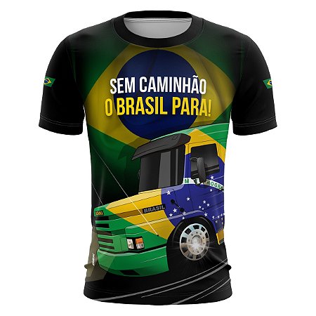 Camiseta Casual Brk Sem Caminhão o Brasil Para com Proteção UV50+