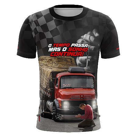 Camiseta Casual Brk O Tempo Passa Mas O Sonho Continua Com Uv50+