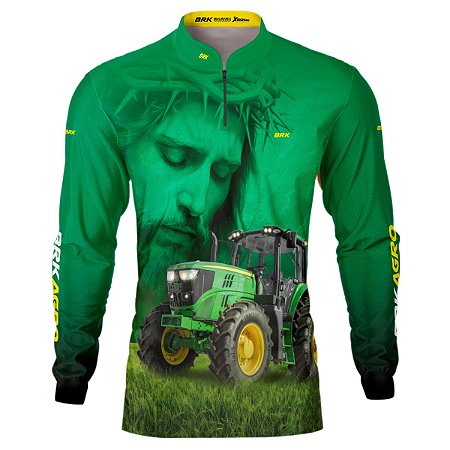 Camisa Agro BRK Jesus e Trator Verde com UV50+