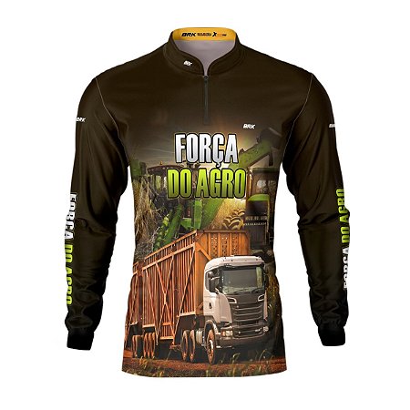 Camisa Agro Brk A Força do Agro Camihão Colheita de Cana com UV50+