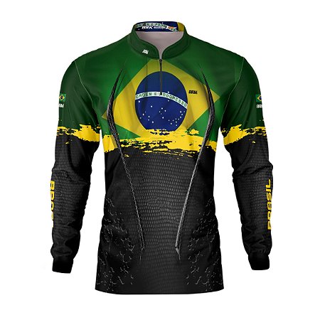 Camisa de Pesca Brk Bandeira do Brasil com Proteção Solar UV50+