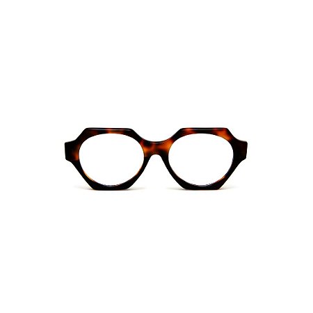 Armação para óculos de Grau Gustavo Eyewear G72 5. Cor: Animal print e preto. Haste animal print.