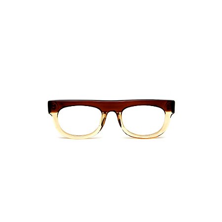 Armação para óculos de Grau Gustavo Eyewear G14 2. Cor: Marrom e âmbar translúcido. Haste marrom.