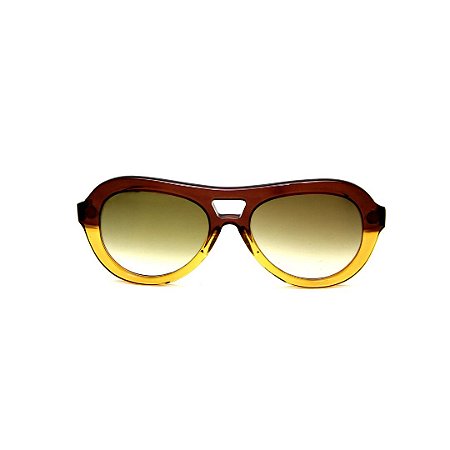 Óculos de Sol Gustavo Eyewear G113 4. Cor: Marrom e caramelo translúcido. Haste preta. Lentes verdes.