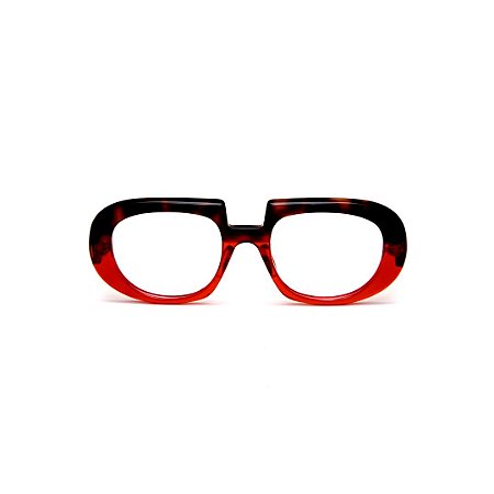 Armação para óculos de Grau Gustavo Eyewear G116 3. Cor: Animal print e vermelho translúcido. Haste animal print.