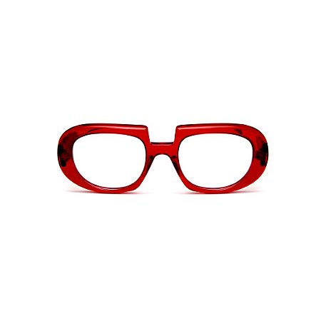 Armação para óculos de Grau Gustavo Eyewear G116 5. Cor: Vermelho translúcido. Haste animal print.