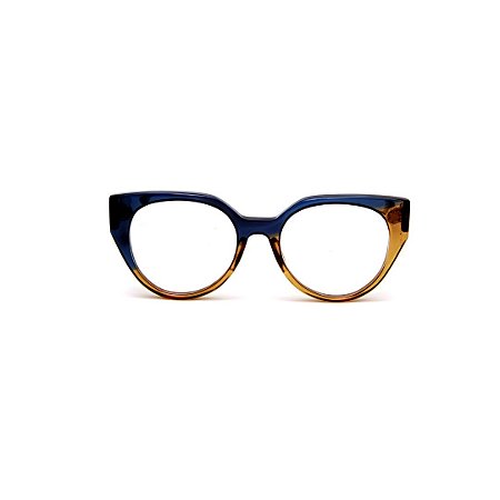 Armação para óculos de Grau Gustavo Eyewear G117 3. Cor: Azul e âmbar translúcido. Haste animal print.