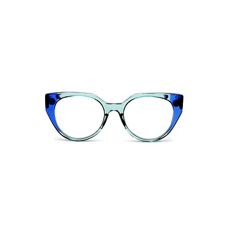 Armação para óculos de Grau Gustavo Eyewear G117 9. Cor: Azul e acqua translúcido. Haste azul.