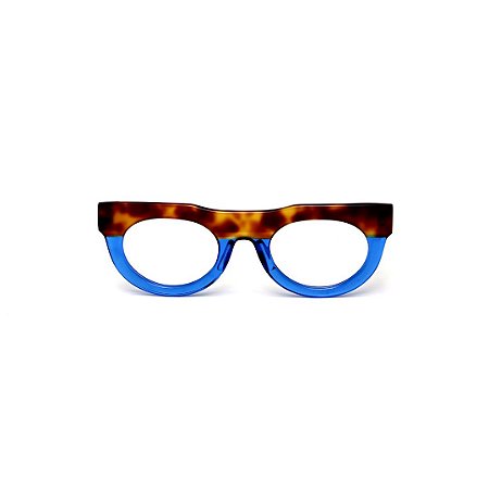 Armação para óculos de Grau Gustavo Eyewear G120 12. Cor: Animal print e azul translúcido. Haste animal print.
