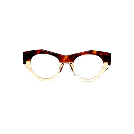 Armação para óculos de Grau Gustavo Eyewear G119 8. Cor: Animal print e âmbar. Haste animal print.