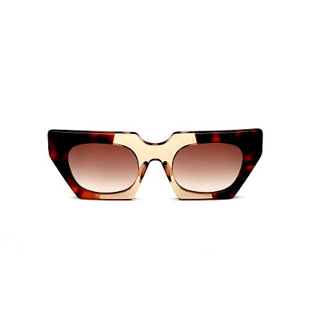 Óculos de Sol Gustavo Eyewear G137 4. Cor: Animal print e âmbar translúcido. Haste animal print. Lentes marrom.