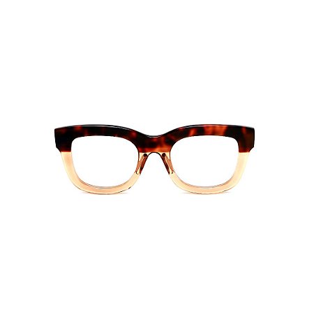 Armação para óculos de Grau Gustavo Eyewear G57 26. Cor: Animal print e âmbar translúcido. Haste animal print.