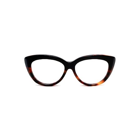 Armação para óculos de Grau Gustavo Eyewear G65 4. Cor: Preto e animal print. Haste preta.