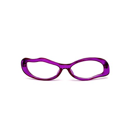 Armação para óculos de Grau Gustavo Eyewear G15 12. Cor: Violeta translúcido. Haste animal print.