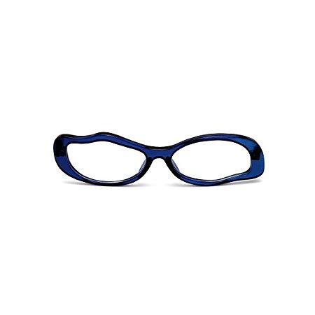 Armação para óculos de Grau Gustavo Eyewear G15 13. Cor: Azul translúcido. Haste preta.