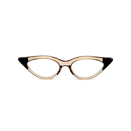 Armação para óculos de Grau Gustavo Eyewear G11 3. Cor: Fumê translúcido e preto. Haste preta.