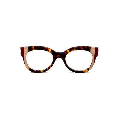 Armação para óculos de Grau Gustavo Eyewear G56 14. Cor: Animal  print com listras vinho e nude. Haste animal print.
