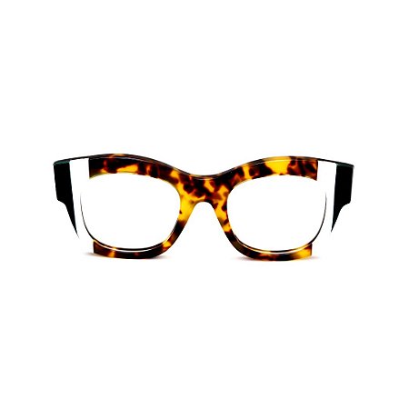 Armação para óculos de Grau Gustavo Eyewear G58 3. Cor: Animal print com listras verde e branco. Haste animal print.