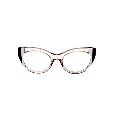 Armação para óculos de Grau Gustavo Eyewear G65 8. Cor: Fumê com listras preto e cinza. Haste preta.