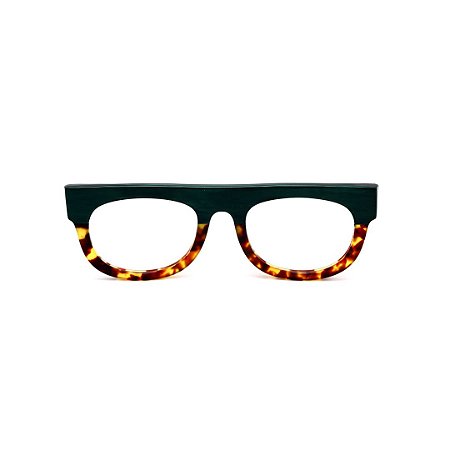 Armação para óculos de Grau Gustavo Eyewear G14 14. Cor: Animal print e verde opaco. Haste animal print.