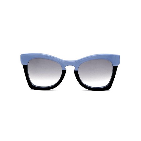 Óculos de Sol Gustavo Eyewear G75 1. Cor: Azul e preto. Haste preta. Lentes cinza.