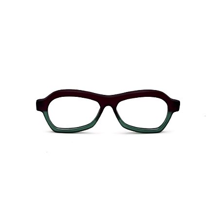Armação para óculos de Grau Gustavo Eyewear G105 5. Cor: Fumê e verde fosco. Haste fumê fosco. Unisex