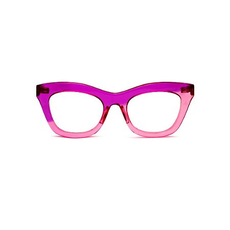 Armação para óculos de Grau Gustavo Eyewear G69 27. Cor: Vermelho translúcido. Haste animal print.