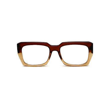 Armação para óculos de Grau Gustavo Eyewear G128 9. Cor: Marrom e âmbar. Hastes marrom.