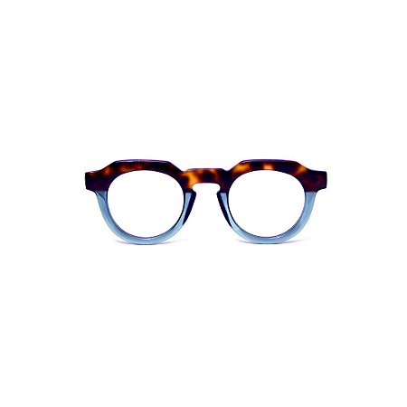 Armação para óculos de Grau Gustavo Eyewear G66 3. Cor: Acqua com animal print. Haste animal print.
