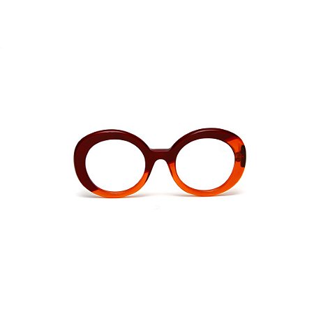 Armação para óculos de Grau Gustavo Eyewear G61 200. Cor: Vermelho com laranja translúcido. Haste animal print.