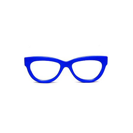 Armação para óculos de Grau Gustavo Eyewear G73 6. Cor: Azul opaco. Haste preta.